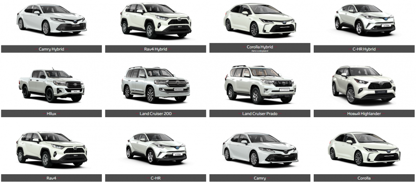 модельный ряд Toyota "Автоарт"
