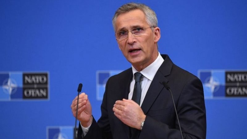 Генеральный секретарь НАТО Йенс Столтенберг выступает на пресс-конференции в штаб-квартире НАТО в Брюсселе. (JOHN THYS/AFP via Getty Images)
