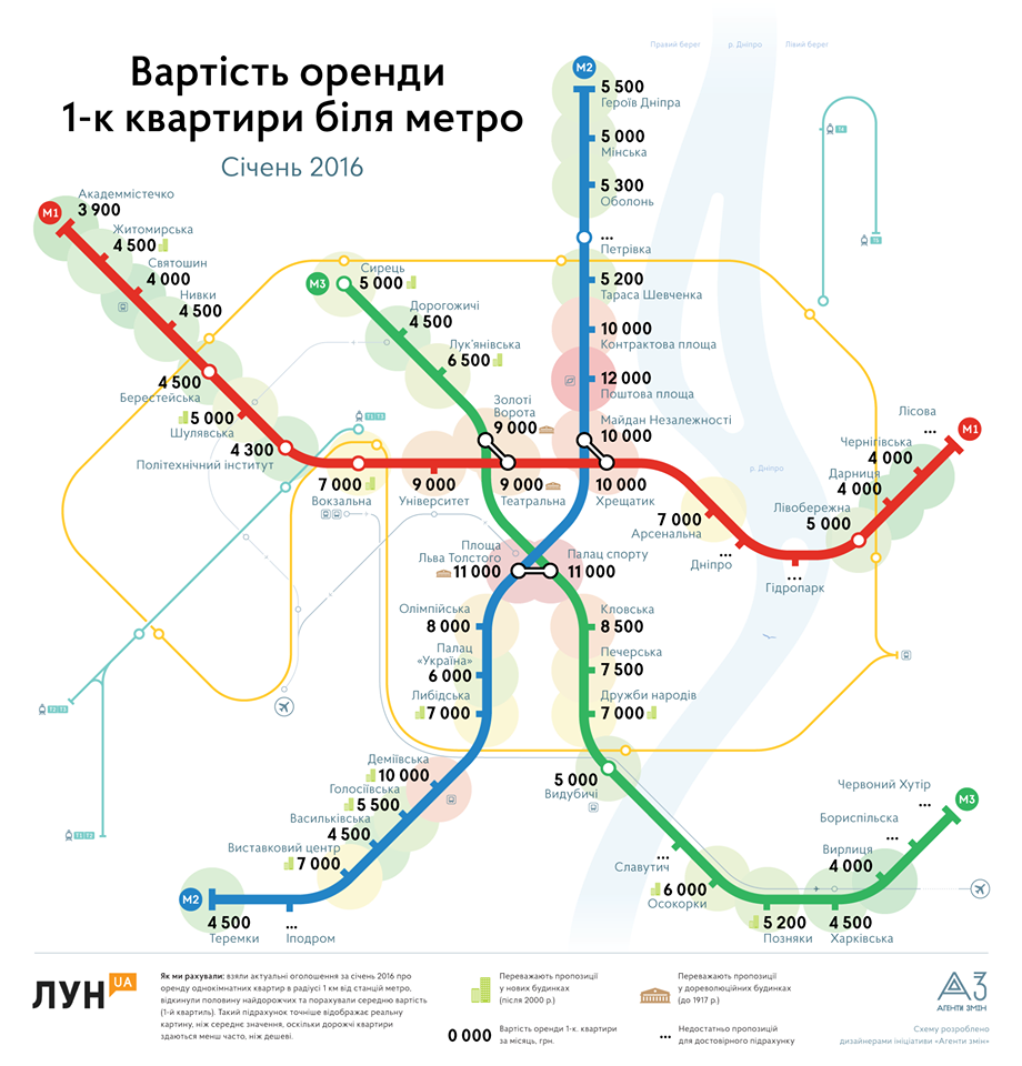 Вартість оренди квартир у Києві можна дізнатися на мапі
